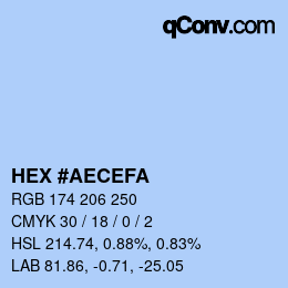 Color code: HEX #AECEFA | qconv.com