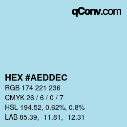 Color code: HEX #AEDDEC | qconv.com