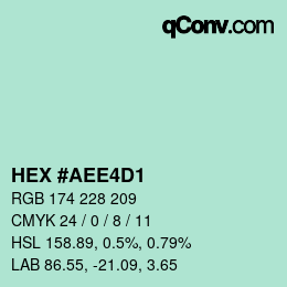 Color code: HEX #AEE4D1 | qconv.com