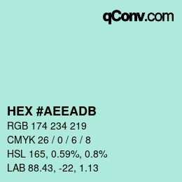 Color code: HEX #AEEADB | qconv.com