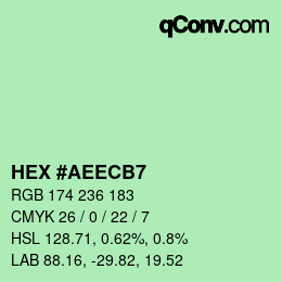 カラーコード: HEX #AEECB7 | qconv.com