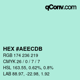 カラーコード: HEX #AEECDB | qconv.com
