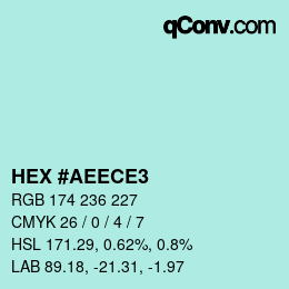 カラーコード: HEX #AEECE3 | qconv.com