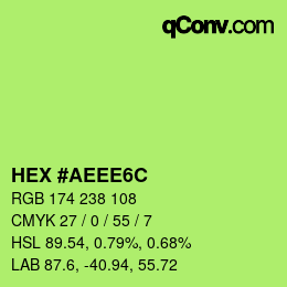 Color code: HEX #AEEE6C | qconv.com