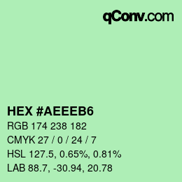 Color code: HEX #AEEEB6 | qconv.com