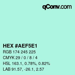 Color code: HEX #AEF5E1 | qconv.com