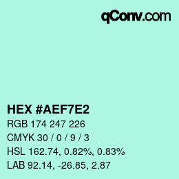 Color code: HEX #AEF7E2 | qconv.com