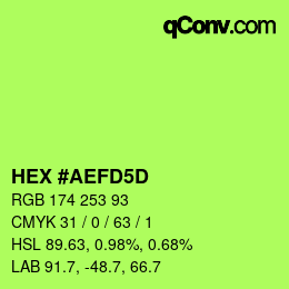 颜色代码: HEX #AEFD5D | qconv.com