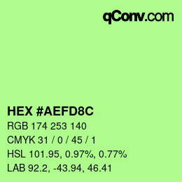 Color code: HEX #AEFD8C | qconv.com