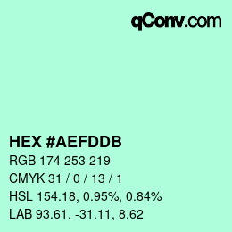 カラーコード: HEX #AEFDDB | qconv.com
