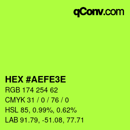 カラーコード: HEX #AEFE3E | qconv.com