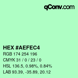 カラーコード: HEX #AEFEC4 | qconv.com