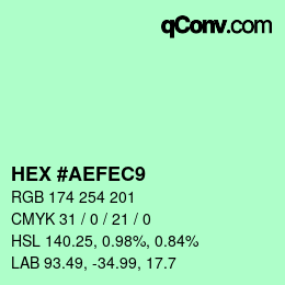 颜色代码: HEX #AEFEC9 | qconv.com