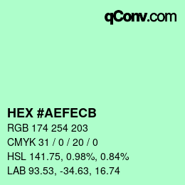 Color code: HEX #AEFECB | qconv.com