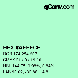 Color code: HEX #AEFECF | qconv.com