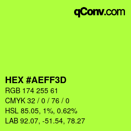 Color code: HEX #AEFF3D | qconv.com