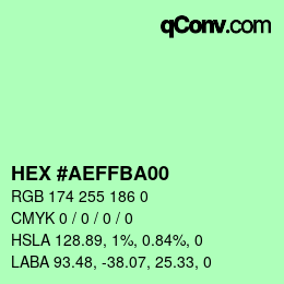 Farbcode: HEX #AEFFBA00 | qconv.com