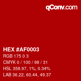 Color code: HEX #AF0003 | qconv.com