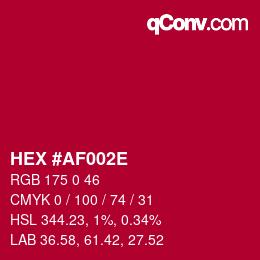 Color code: HEX #AF002E | qconv.com