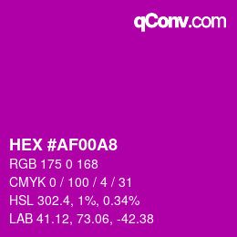 Color code: HEX #AF00A8 | qconv.com