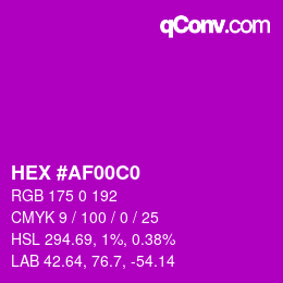 Color code: HEX #AF00C0 | qconv.com