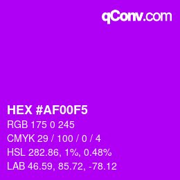 Color code: HEX #AF00F5 | qconv.com