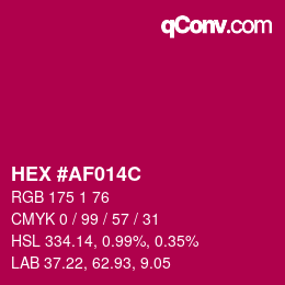 Color code: HEX #AF014C | qconv.com