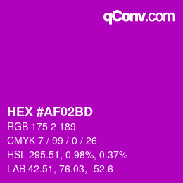 Color code: HEX #AF02BD | qconv.com
