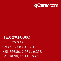 Color code: HEX #AF030C | qconv.com