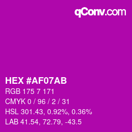 Color code: HEX #AF07AB | qconv.com