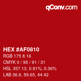Color code: HEX #AF0810 | qconv.com