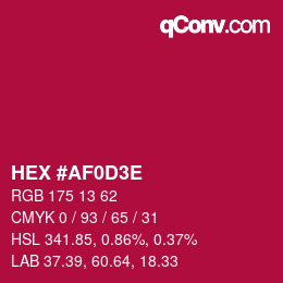Color code: HEX #AF0D3E | qconv.com