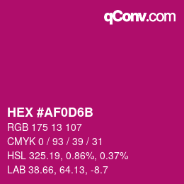 Color code: HEX #AF0D6B | qconv.com
