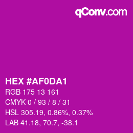 カラーコード: HEX #AF0DA1 | qconv.com