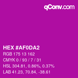 颜色代码: HEX #AF0DA2 | qconv.com