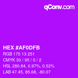 Color code: HEX #AF0DFB | qconv.com