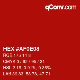 Color code: HEX #AF0E08 | qconv.com
