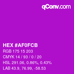 Color code: HEX #AF0FCB | qconv.com