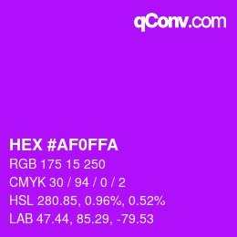 Color code: HEX #AF0FFA | qconv.com
