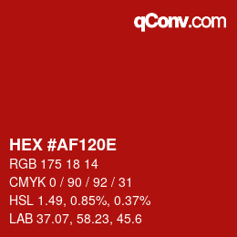 Color code: HEX #AF120E | qconv.com