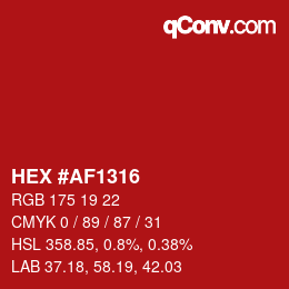 Color code: HEX #AF1316 | qconv.com