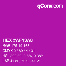Color code: HEX #AF13A8 | qconv.com