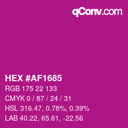 颜色代码: HEX #AF1685 | qconv.com