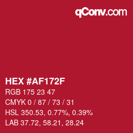 Color code: HEX #AF172F | qconv.com