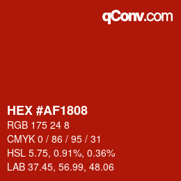 Color code: HEX #AF1808 | qconv.com