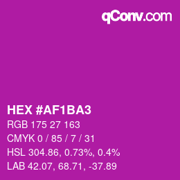 カラーコード: HEX #AF1BA3 | qconv.com