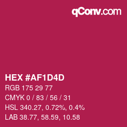 颜色代码: HEX #AF1D4D | qconv.com