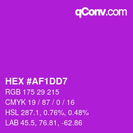 カラーコード: HEX #AF1DD7 | qconv.com