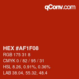 Color code: HEX #AF1F08 | qconv.com