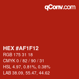 Color code: HEX #AF1F12 | qconv.com